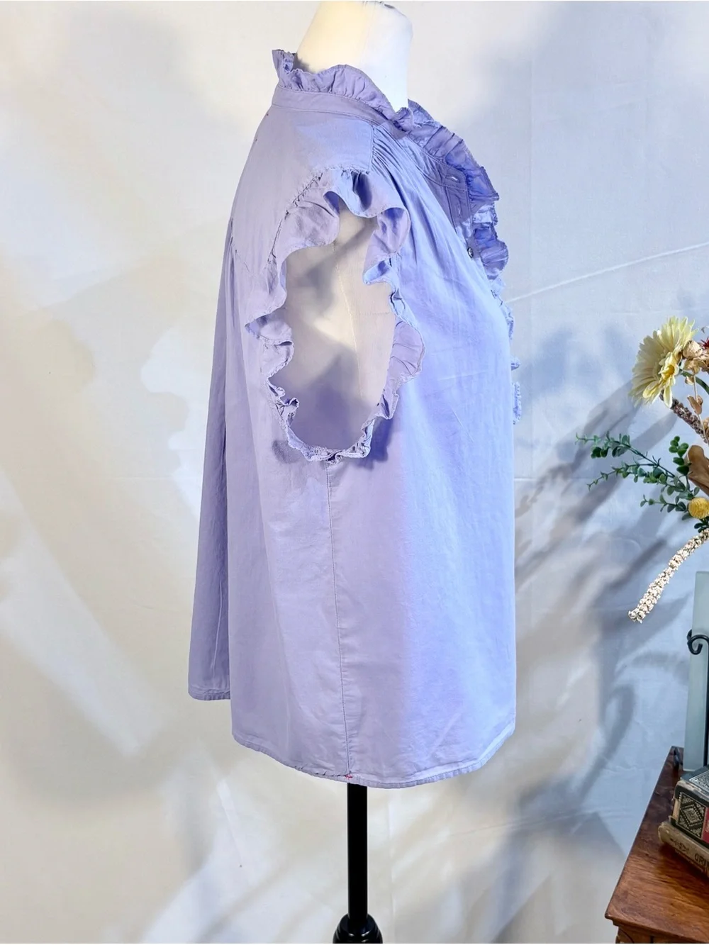💥Xirena Bexie Top Lilac Petal Cotton Ruffle Sleeveless Blouse Sz L 🧡